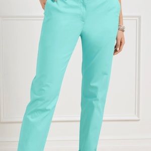 Lands End casual cotton cropped ankle pants turquoise color size 4 PERFECT!!